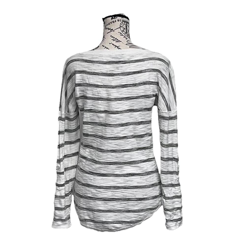 Express White Gray Striped Long Sleeve Top M Y2K Nautical Preppy Lightweight - Picture 5 of 9